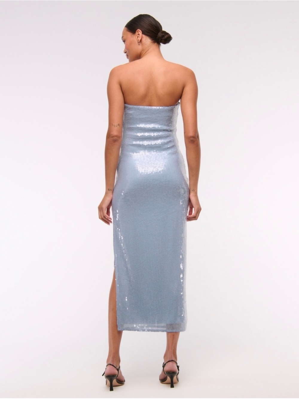 Abercrombie Strapless Sequin Midi Dress in Light Blue - Picture 4 of 7